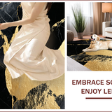 Ultra Soft Area Rug, Non Slip, Stain Resistant, Washable Area Rugs for Living Room, Bedroom, Contemporary Black Gold Dining Room Plush Rug(Black)