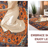 Ultra Soft Area Rug, Non Slip, Stain Resistant, Washable Area Rugs for Living Room, Bedroom, Elegant Minimalist Ogee Pattern Mix(Orange)
