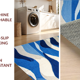 Ultra Soft Area Rug, Non Slip, Stain Resistant, Washable Area Rugs for Living Room, Bedroom, Rustic Textured Organic Shape(Blue)