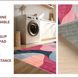 Ultra Soft Area Rug, Non Slip, Stain Resistant, Washable Area Rugs for Living Room, Bedroom, Elegant Grey Pink Geometric Fusion(Gray)