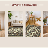 Ultra Soft Area Rug, Non Slip, Stain Resistant, Washable Area Rugs for Living Room, Bedroom, Elegant Vintage Paisley Motif(Beige)