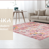 Ultra Soft Area Rug, Non Slip, Stain Resistant, Washable Area Rugs for Living Room, Bedroom, Adorable Pastel Garden Design(Pink)