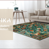 Ultra Soft Area Rug, Non Slip, Stain Resistant, Washable Area Rugs for Living Room, Bedroom, Rustic Earthy Floral Tapestry(Green)