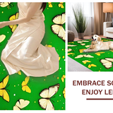 Ultra Soft Area Rug, Non Slip, Stain Resistant, Washable Area Rugs for Living Room, Bedroom, Contemporary Leafy Insect Illustrations(Green)