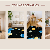 Ultra Soft Area Rug, Non Slip, Stain Resistant, Washable Area Rugs for Living Room, Bedroom, Vivid Outer Space Decorative Theme(Black)