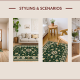 Ultra Soft Area Rug, Non Slip, Stain Resistant, Washable Area Rugs for Living Room, Bedroom, Elegant Floral Mihrab Artwork(Green)