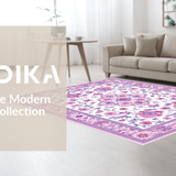 Ultra Soft Area Rug, Non Slip, Stain Resistant, Washable Area Rugs for Living Room, Bedroom, Artful Cheerful Daisy Arrangement(White)