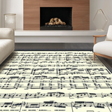 Ultra Soft Area Rug, Non Slip, Stain Resistant, Washable Area Rugs for Living Room, Bedroom, Sleek Modern Music-Inspired Illustration(Black)