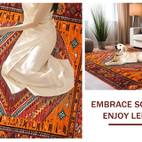 Ultra Soft Area Rug, Non Slip, Stain Resistant, Washable Area Rugs for Living Room, Bedroom, Rustic Colorful Chindi Weave(Red)