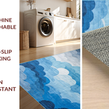 Ultra Soft Area Rug, Non Slip, Stain Resistant, Washable Area Rugs for Living Room, Bedroom, Contemporary Cool Hue Arrangement(Blue)