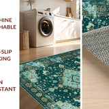 Ultra Soft Area Rug, Non Slip, Stain Resistant, Washable Area Rugs for Living Room, Bedroom, Artistic Vintage Distressed Appeal(Blue)