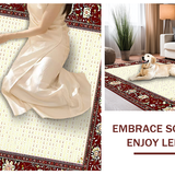 Ultra Soft Area Rug, Non Slip, Stain Resistant, Washable Area Rugs for Living Room, Bedroom, Chic Classic Burgundy Medallion Style(Red)