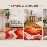 Ultra Soft Area Rug, Non Slip, Stain Resistant, Washable Area Rugs for Living Room, Bedroom, Warm Earthy Tones with Artisan Flair(Red)