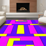 Ultra Soft Area Rug, Non Slip, Stain Resistant, Washable Area Rugs for Living Room, Bedroom, Dynamic 90s Inspired Color Block(Purple)