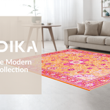 Ultra Soft Area Rug, Non Slip, Stain Resistant, Washable Area Rugs for Living Room, Bedroom, Chic Warm Toned Flower Pattern(Yellow)