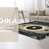 Ultra Soft Area Rug, Non Slip, Stain Resistant, Washable Area Rugs for Living Room, Bedroom, Mystical Sunburst Artistry(Gold)