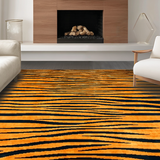 Ultra Soft Area Rug, Non Slip, Stain Resistant, Washable Area Rugs for Living Room, Bedroom, Rustic Dark Brown Tiger Print(Orange)
