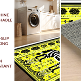 Ultra Soft Area Rug, Non Slip, Stain Resistant, Washable Area Rugs for Living Room, Bedroom, Elegant Geometric Black and Cream(Yellow)