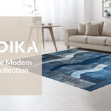 Ultra Soft Area Rug, Non Slip, Stain Resistant, Washable Area Rugs for Living Room, Bedroom, Contemporary Geometric Patterned Aesthetic(Blue)