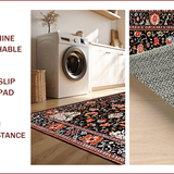 Ultra Soft Area Rug, Non Slip, Stain Resistant, Washable Area Rugs for Living Room, Bedroom, Chic Vintage Floral Aesthetic(Black)