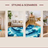 Ultra Soft Area Rug, Non Slip, Stain Resistant, Washable Area Rugs for Living Room, Bedroom, Beach-Themed Non-Slip Bedroom Area Carpet(Blue)