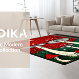 Ultra Soft Area Rug, Non Slip, Stain Resistant, Washable Area Rugs for Living Room, Bedroom, Enchanting Colorful Fungi Artwork(Red)