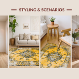 Ultra Soft Area Rug, Non Slip, Stain Resistant, Washable Area Rugs for Living Room, Bedroom, Sophisticated Diamond Trellis Design(Yellow)