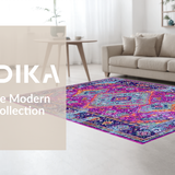 Ultra Soft Area Rug, Non Slip, Stain Resistant, Washable Area Rugs for Living Room, Bedroom, Bold Modern Geometric Layout(Purple)