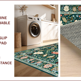 Ultra Soft Area Rug, Non Slip, Stain Resistant, Washable Area Rugs for Living Room, Bedroom, Rustic Botanical Tiled Composition(Green)