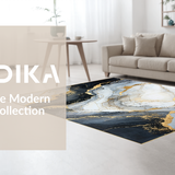 Ultra Soft Area Rug, Non Slip, Stain Resistant, Washable Area Rugs for Living Room, Bedroom, Contemporary Wavy Marble Motif(Gray)