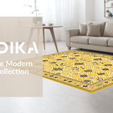 Ultra Soft Area Rug, Non Slip, Stain Resistant, Washable Area Rugs for Living Room, Bedroom, Lively Vintage Botanical Design(Yellow)
