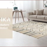 Ultra Soft Area Rug, Non Slip, Stain Resistant, Washable Area Rugs for Living Room, Bedroom, Chic Neutral Toned Diamond Motif(Beige)