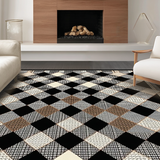 Ultra Soft Area Rug, Non Slip, Stain Resistant, Washable Area Rugs for Living Room, Bedroom, Bold Monochrome Diamond Arrangement(Beige)