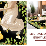 Ultra Soft Area Rug, Non Slip, Stain Resistant, Washable Area Rugs for Living Room, Bedroom, Artful Black and Green Elements(Yellow)