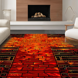 Ultra Soft Area Rug, Non Slip, Stain Resistant, Washable Area Rugs for Living Room, Bedroom, Sizzling Geometric Flow Design(Red)
