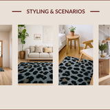 Ultra Soft Area Rug, Non Slip, Stain Resistant, Washable Area Rugs for Living Room, Bedroom, Contemporary Animal Print Bedroom Rug for Minimalist Decor(Black)