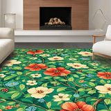 Ultra Soft Area Rug, Non Slip, Stain Resistant, Washable Area Rugs for Living Room, Bedroom, Serene Organic Floral Tapestry(Green)