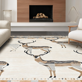 Ultra Soft Area Rug, Non Slip, Stain Resistant, Washable Area Rugs for Living Room, Bedroom, Naturalistic Earthy Animal Motif(Beige)