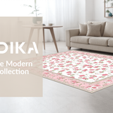 Ultra Soft Area Rug, Non Slip, Stain Resistant, Washable Area Rugs for Living Room, Bedroom, Elegant Soft Petal Motifs(Pink)