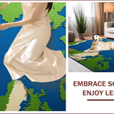 Ultra Soft Area Rug, Non Slip, Stain Resistant, Washable Area Rugs for Living Room, Bedroom, Vibrant Satellite World Map Design(Blue)