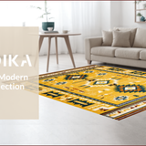 Ultra Soft Area Rug, Non Slip, Stain Resistant, Washable Area Rugs for Living Room, Bedroom, Rustic Earthy Aztec Motif(Yellow)