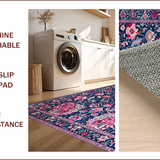 Ultra Soft Area Rug, Non Slip, Stain Resistant, Washable Area Rugs for Living Room, Bedroom, Rustic Multicolor Geometric Motifs(Blue)