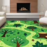 Ultra Soft Area Rug, Non Slip, Stain Resistant, Washable Area Rugs for Living Room, Bedroom, Whimsical Stone Pathway Illustration(Green)