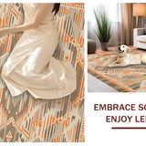 Ultra Soft Area Rug, Non Slip, Stain Resistant, Washable Area Rugs for Living Room, Bedroom, Chic Earthy Geometric Layout(Orange)