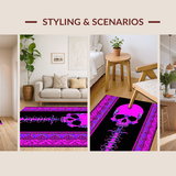 Ultra Soft Area Rug, Non Slip, Stain Resistant, Washable Area Rugs for Living Room, Bedroom, Playful Skeleton Love Theme(Pink)