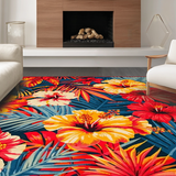 Ultra Soft Area Rug, Non Slip, Stain Resistant, Washable Area Rugs for Living Room, Bedroom, Stylish Tropical Garden Aesthetic(Red)