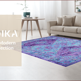 Ultra Soft Area Rug, Non Slip, Stain Resistant, Washable Area Rugs for Living Room, Bedroom, Elegant Violet Tiled Pattern(Blue)