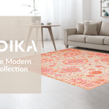 Ultra Soft Area Rug, Non Slip, Stain Resistant, Washable Area Rugs for Living Room, Bedroom, Artistic Vintage Blossom Motif(Pink)