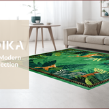 Ultra Soft Area Rug, Non Slip, Stain Resistant, Washable Area Rugs for Living Room, Bedroom, Vibrant Eco-Friendly Creature Motif(Green)