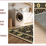 Ultra Soft Area Rug, Non Slip, Stain Resistant, Washable Area Rugs for Living Room, Bedroom, Rustic Earthy Floral Elegance(Black)